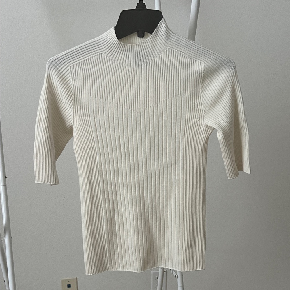 DKNY Cream Ribbed Knit Sweater